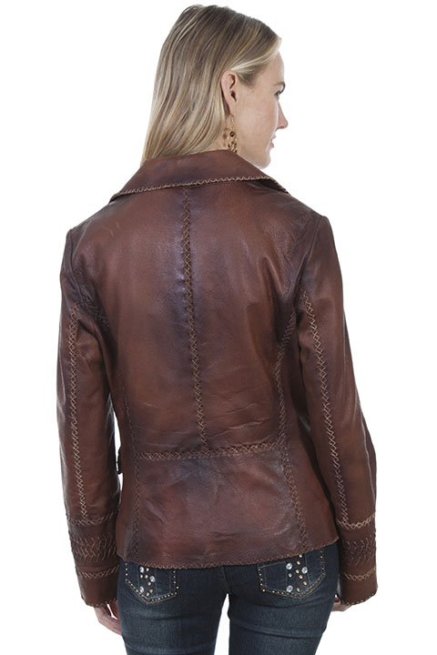 (image for) Lambskin Jacket Whip & Cross Stitch Trim (Medium / Brown)